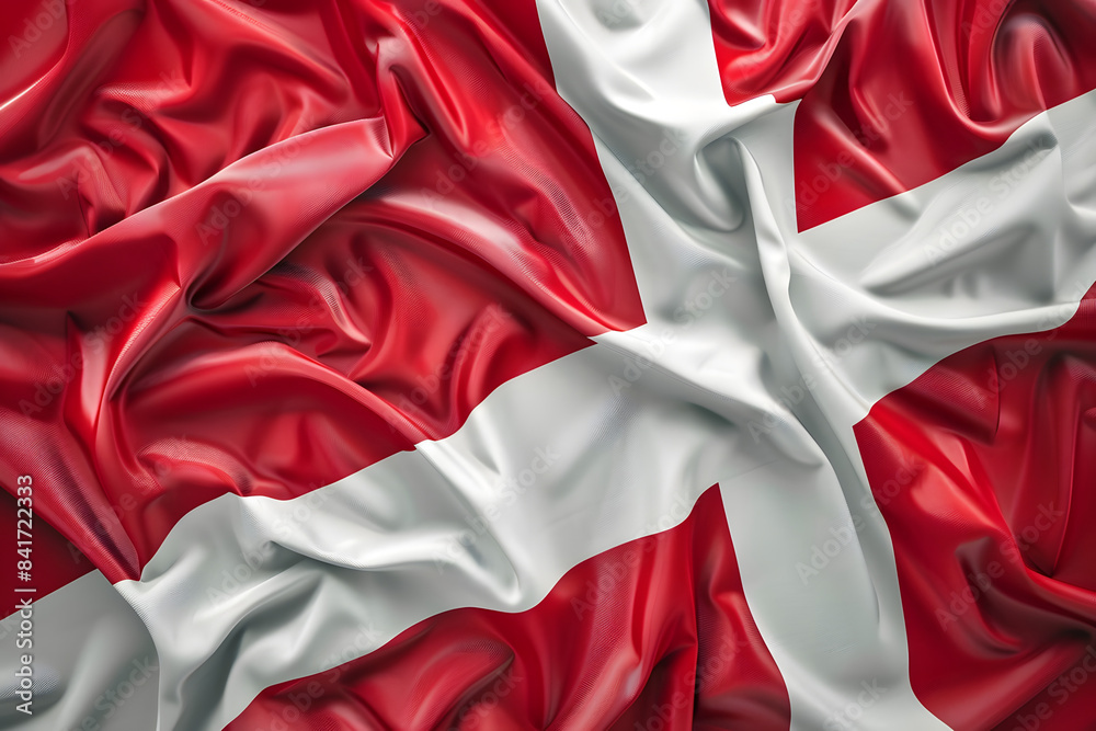 The clean and vibrant flag of Denmark, depicted realistically with no artistic effects, showing crisp details and bright colors