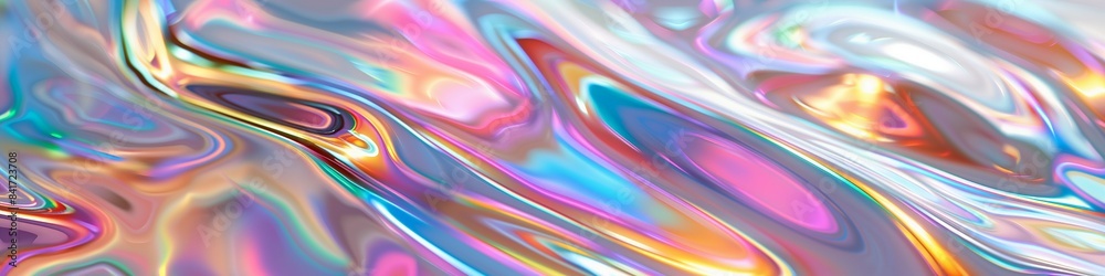 Fototapeta premium Abstract image of iridescent fluid colors creating a vibrant and dynamic y2k background.