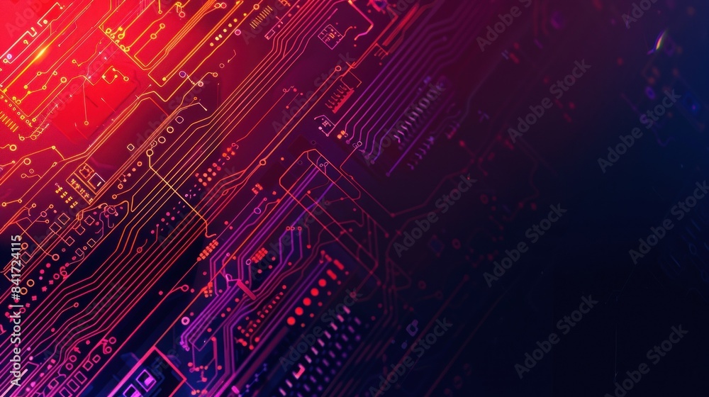 Close-up of a red and orange glowing circuit board Close-up of a red and orange glowing circuit board