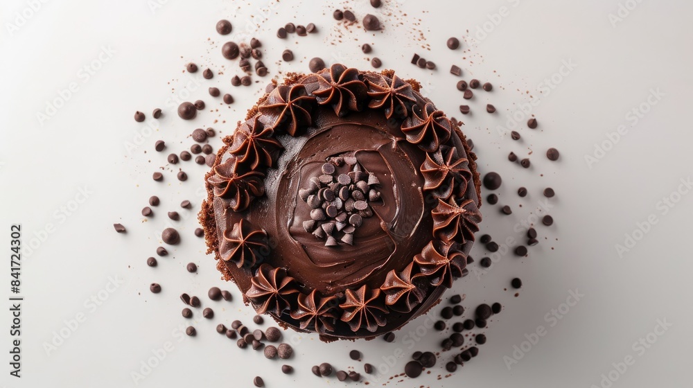 Top view of an isolated chocolate cake Top view of an isolated chocolate cake