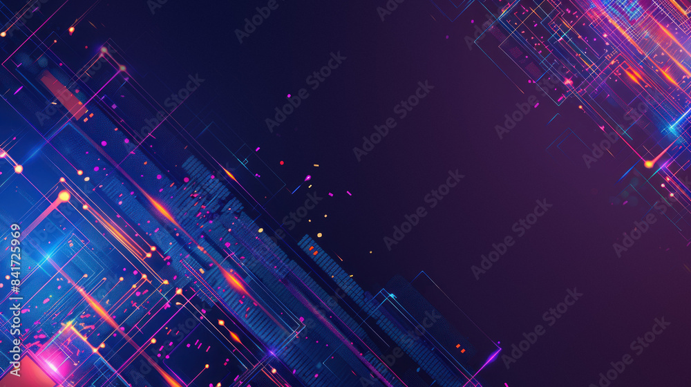 Fototapeta premium Colorful abstract digital lines on dark background