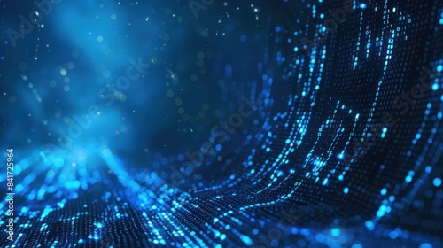Abstract blue digital particles background