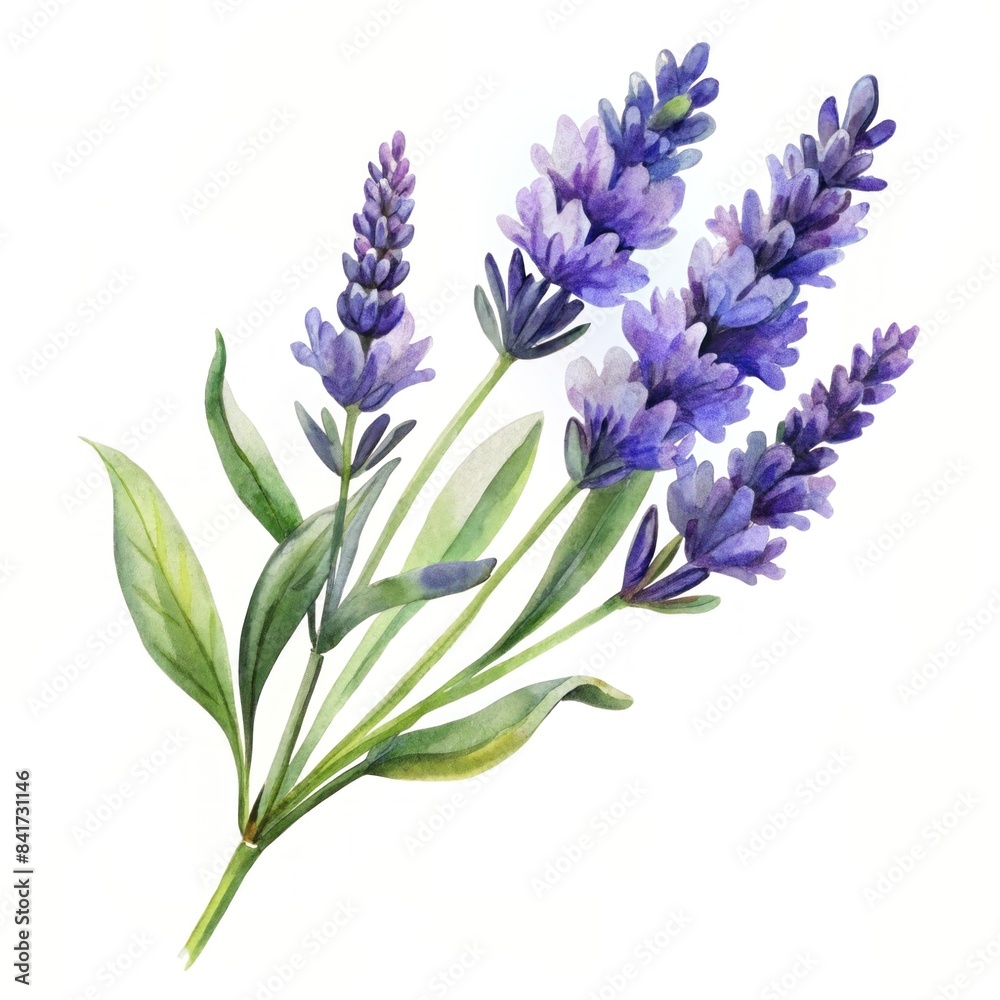 Obraz premium A sprig of lavender flowers, on a white background