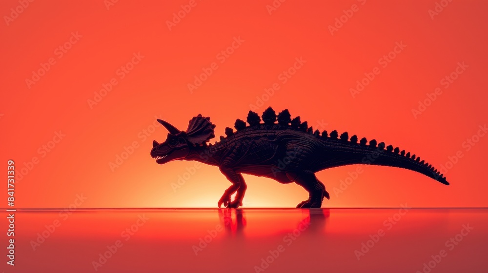 Fototapeta premium toy dinosaur silhouette on a gradient background