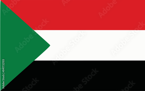 The flag of Sudan. Flag icon. Standard color. Standard size. A rectangular flag. Computer illustration. Digital illustration. Vector illustration.