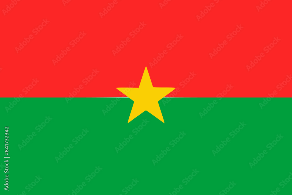 The flag of Burkina faso. Flag icon. Standard color. Standard size. A rectangular flag. Computer illustration. Digital illustration. Vector illustration. The flag of Burkina faso. Flag icon. Standard color. Standard size. A rectangular flag. Computer illustration. Digital illustration. Vector illustration.