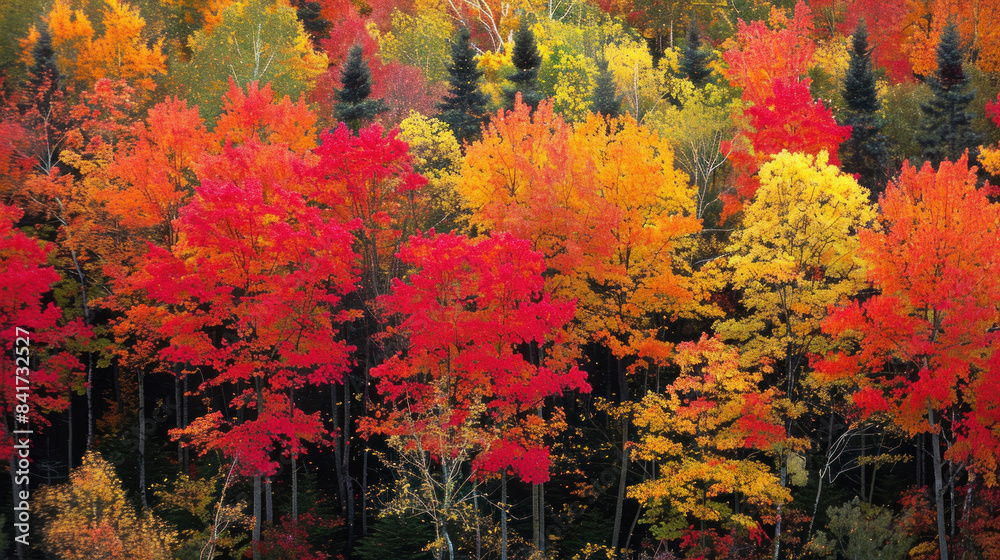 Autumn foliage with trees displaying brilliant red, orange, and yellow leaves Autumn foliage with trees displaying brilliant red, orange, and yellow leaves