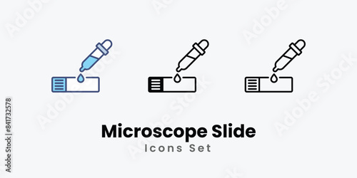 Microscope Slide icons vector set stock illustration.