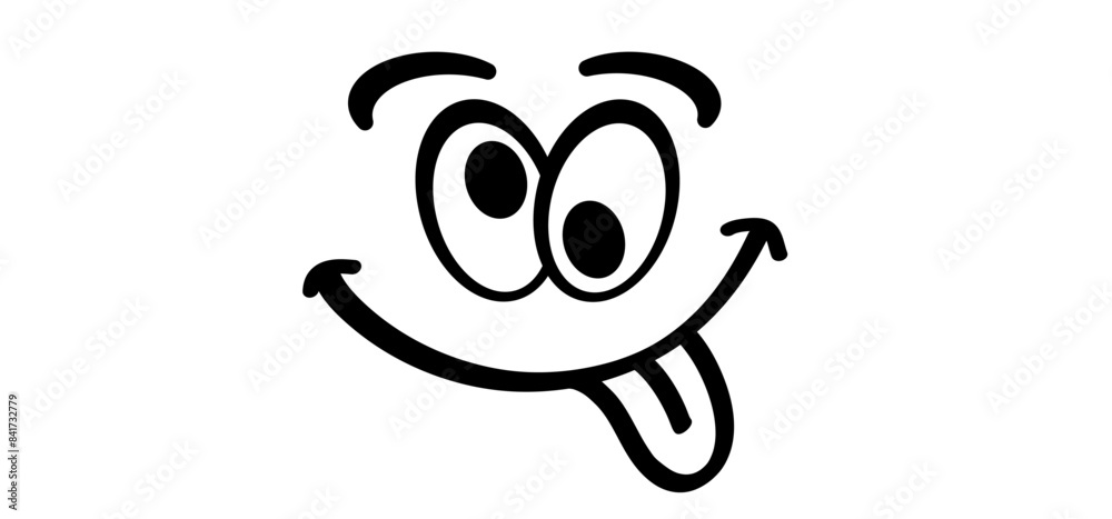 Cartoon, comic mascot, make a crazy face and love. Sticking out tongue. Silly, face. Emoji, Teasing Fun making. You make me crazy. Stupid face and crossed eyes. Funny happy eye. Cartoon, comic mascot, make a crazy face and love. Sticking out tongue. Silly, face. Emoji, Teasing Fun making. You make me crazy. Stupid face and crossed eyes. Funny happy eye.