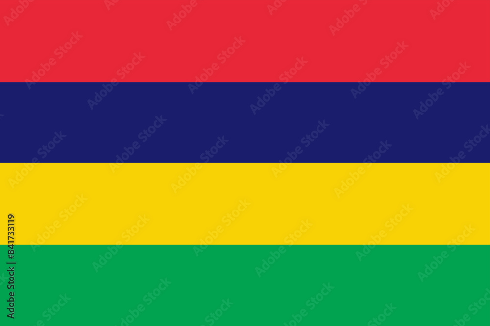 Fototapeta premium The flag of Mauritius. Flag icon. Standard color. Standard size. A rectangular flag. Computer illustration. Digital illustration. Vector illustration.