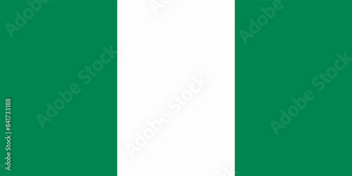 The flag of  Nigeria. Flag icon. Standard color. Standard size. A rectangular flag. Computer illustration. Digital illustration. Vector illustration.