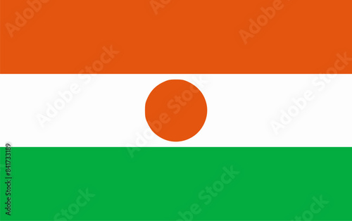 The flag of Niger. Flag icon. Standard color. Standard size. A rectangular flag. Computer illustration. Digital illustration. Vector illustration.