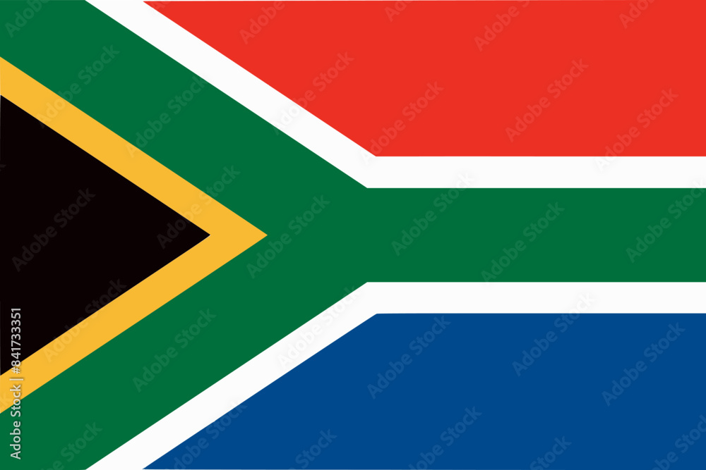 The flag of South Africa. Flag icon. Standard color. Standard size. A rectangular flag. Computer illustration. Digital illustration. Vector illustration. The flag of South Africa. Flag icon. Standard color. Standard size. A rectangular flag. Computer illustration. Digital illustration. Vector illustration.