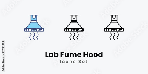 Lab Fume Hood icons vector set stock illustration.