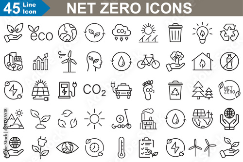 Net zero Icons set vector illustrator.