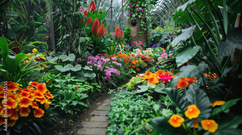 Wallpaper Mural Butterfly garden with a variety of flowering plants Torontodigital.ca