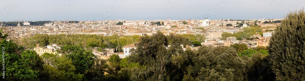 Rome, Italy - April 11, 2024: Rome, Italy - April 11, 2024: Aerial view of the city of Rome from one of the viewpoints on the hills in Rome, Italy Rome, Italy - April 11, 2024: Rome, Italy - April 11, 2024: Aerial view of the city of Rome from one of the viewpoints on the hills in Rome, Italy