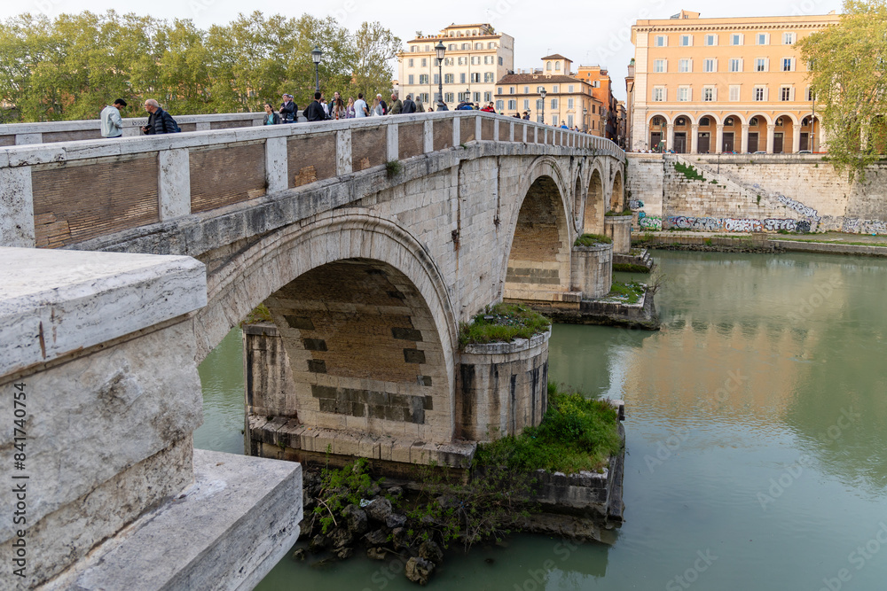 Rome, Italy - April 11, 2024: Rome, Italy - April 11, 2024: Views of the Tiber River as it passes through the city of Rome, Italy Rome, Italy - April 11, 2024: Rome, Italy - April 11, 2024: Views of the Tiber River as it passes through the city of Rome, Italy