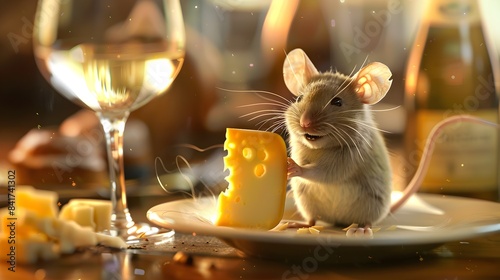 Sophisticated Mouse Planning Exclusive Cheese and Wine Pairing Event for Discerning Clientele