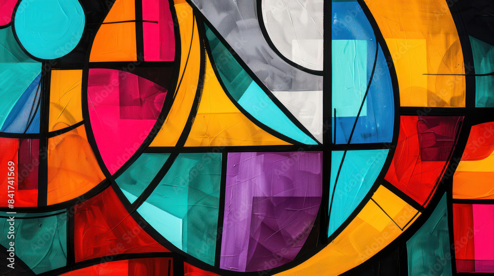 Fototapeta premium Colorful abstract art with geometric shapes and bold lines