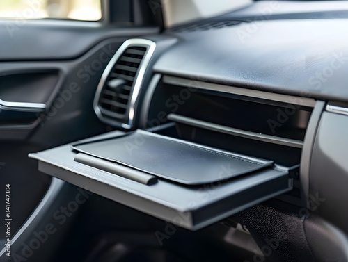 Glove Compartment in Car Interior on Plain Background