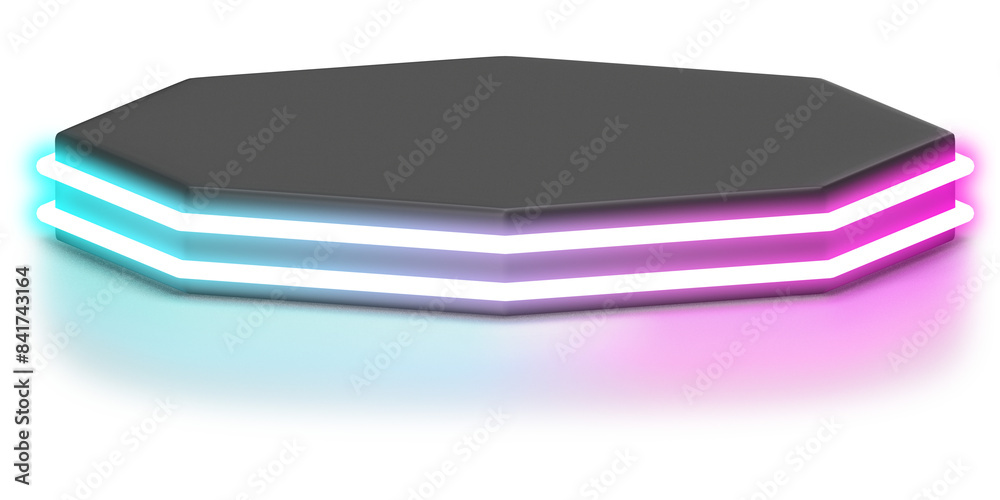 3d podium with blue pink gradient neon light 3d podium with blue pink gradient neon light