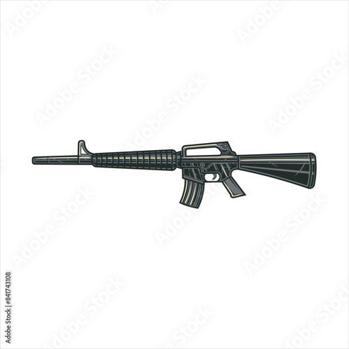 Vector Illustration of Carbine with Vintage Illustration