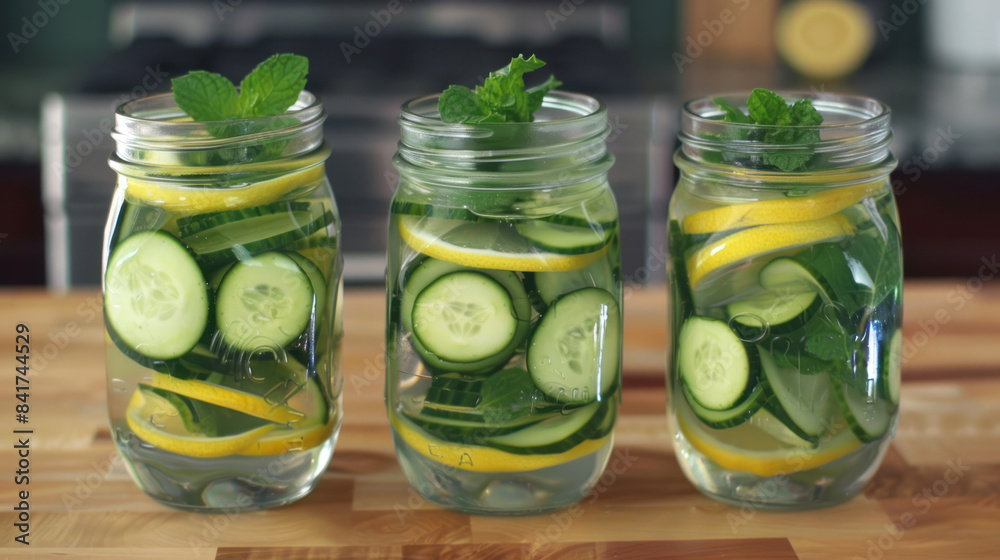 Detox water infused with cucumber, lemon, and mint Detox water infused with cucumber, lemon, and mint