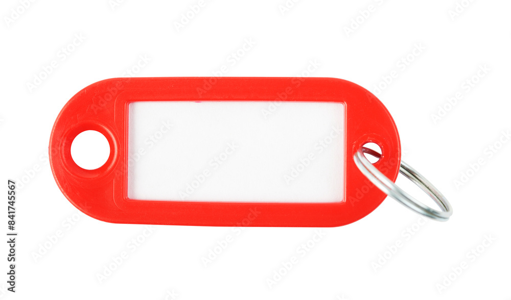 Red keychain with space for text on a white background. Red keychain with space for text on a white background.