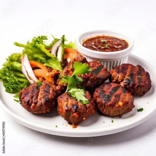 Delicious tasty Kebab served with salad and sauce