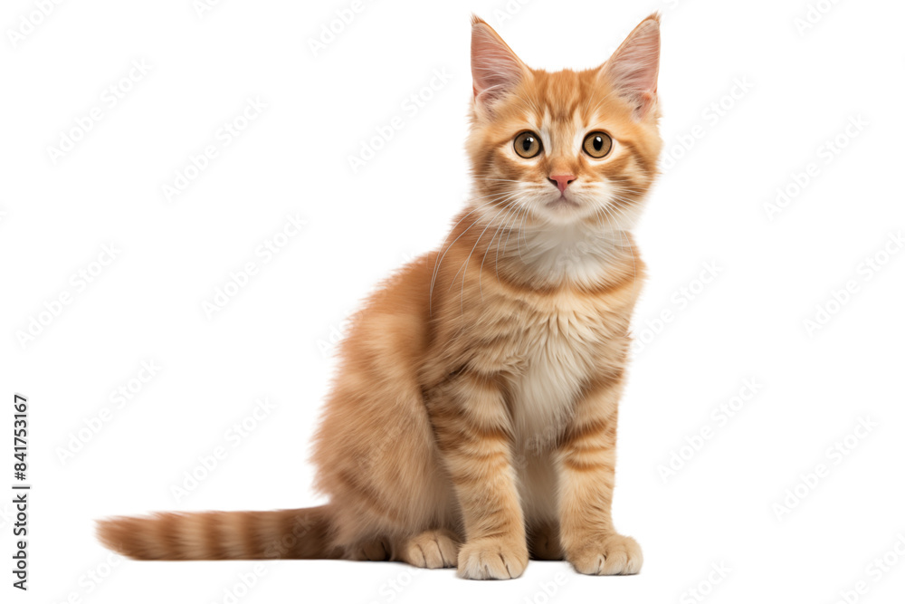 Obraz premium Adult cat isolated on transparent background png cutouts. Images for graphic designers. Image for flyers. Veterinarian.