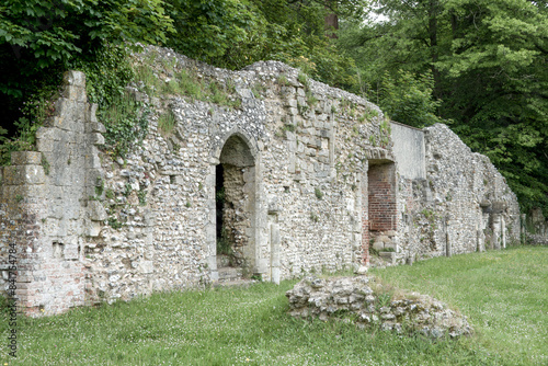 The surviving wall of the refectory building of Southwick Priory Hampshire England