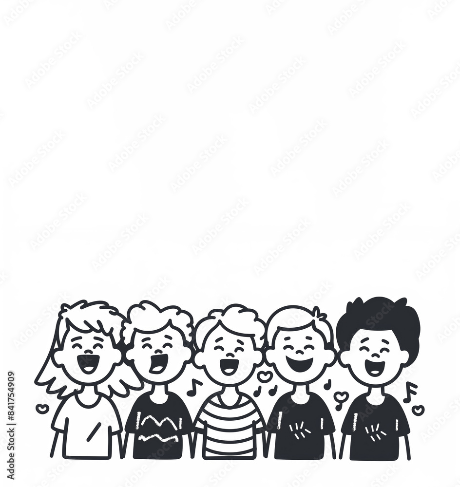 Children choir singing. Music school. Illustration. Children choir singing. Music school. Illustration.