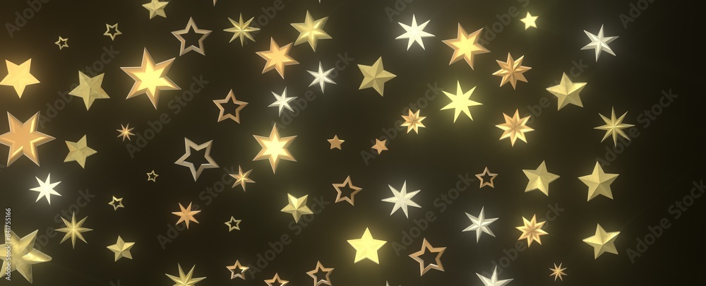 Radiant Euphoria: Lose Yourself in a 3D Gold Stars Rainfall