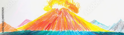 The image shows a volcano erupting photo