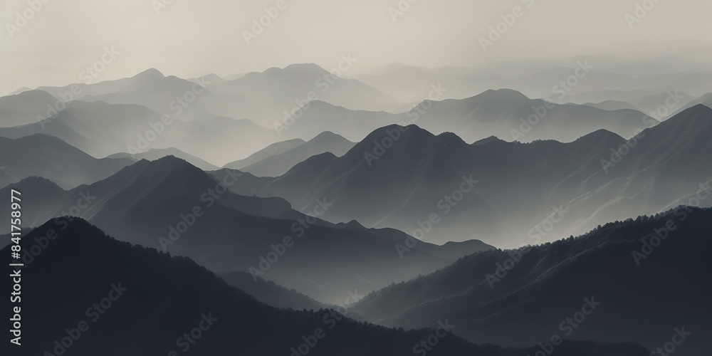 A black and white picture of mountains rock hill background landscape with fog mist vibe. Adventure nature outdoor explore travel scene view A black and white picture of mountains rock hill background landscape with fog mist vibe. Adventure nature outdoor explore travel scene view
