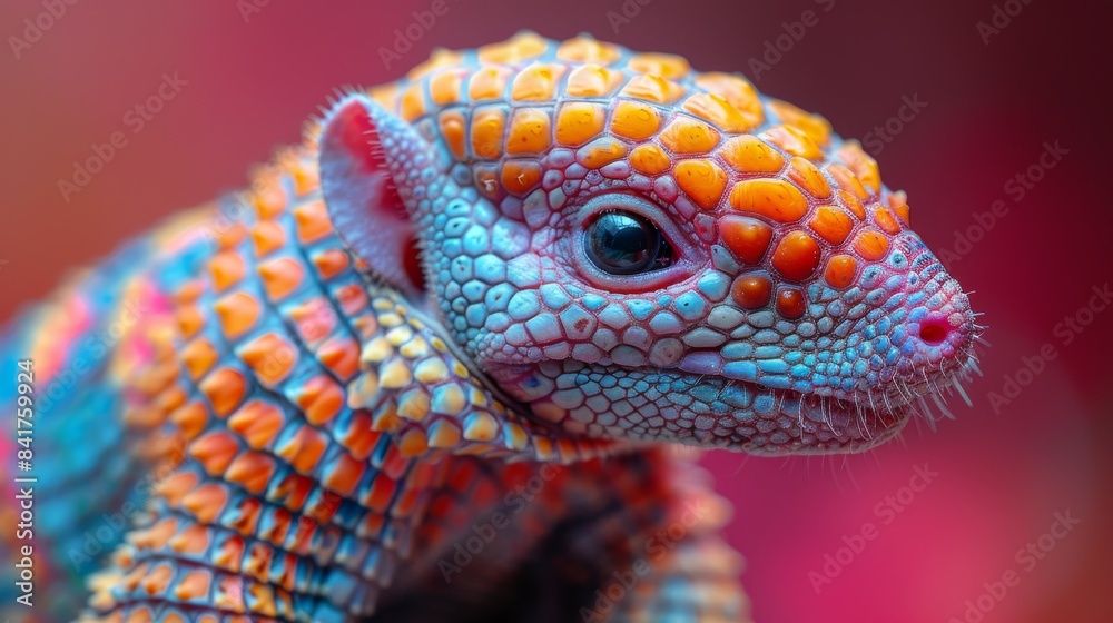 Obraz premium Intricate Armadillo Portraiture: Vivid Close-Up Details in Double Exposure Silhouette with Nature Background