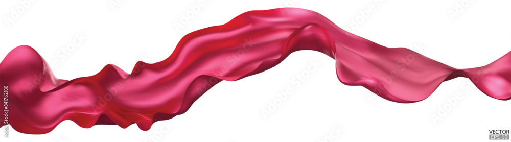 Flying Rose red silk textile fabric flag background. Smooth elegant Rose red Satin Isolated on white Background for grand opening ceremony. 3d vector illustration Flying Rose red silk textile fabric flag background. Smooth elegant Rose red Satin Isolated on white Background for grand opening ceremony. 3d vector illustration