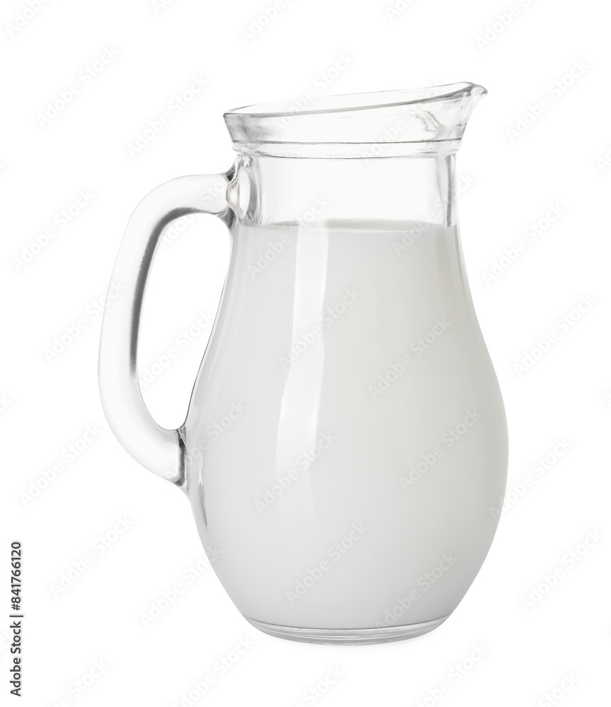 Glass jug of fresh milk isolated on white Glass jug of fresh milk isolated on white