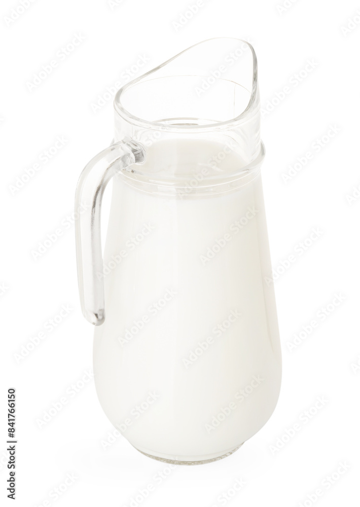 Glass jug with fresh milk isolated on white Glass jug with fresh milk isolated on white