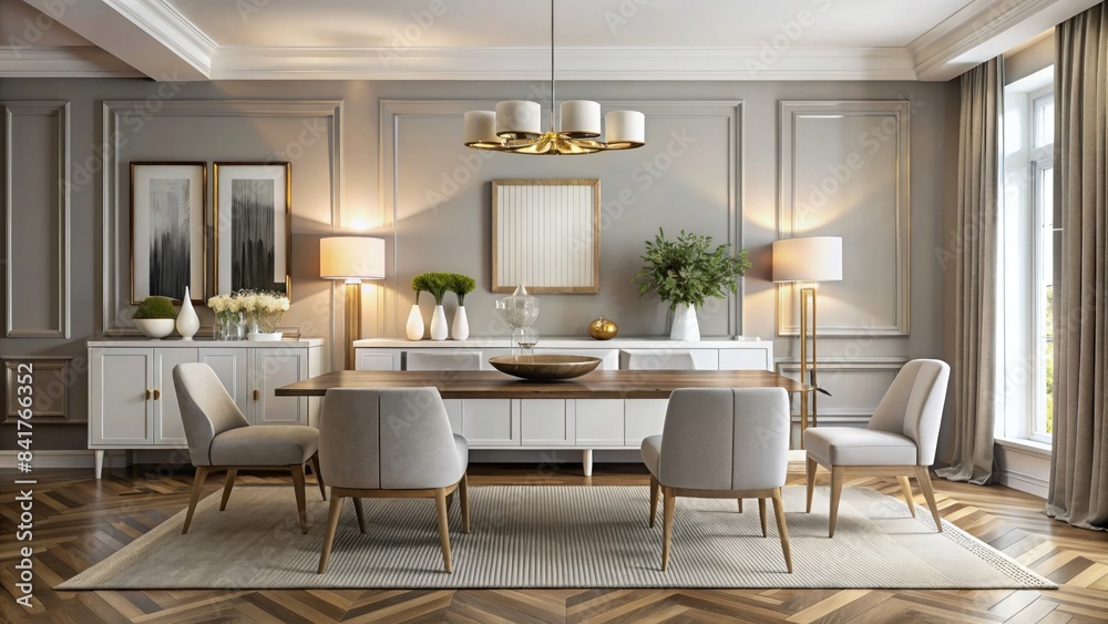 A sleek and stylish living room featuring minimalist decor, neutral tones A sleek and stylish living room featuring minimalist decor, neutral tones