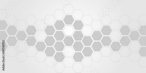 Hexagonal abstract background with light. Hexagonal vector abstract technology background. Molecule structure abstract tech background. Medical design. Science template, wallpaper or banner.