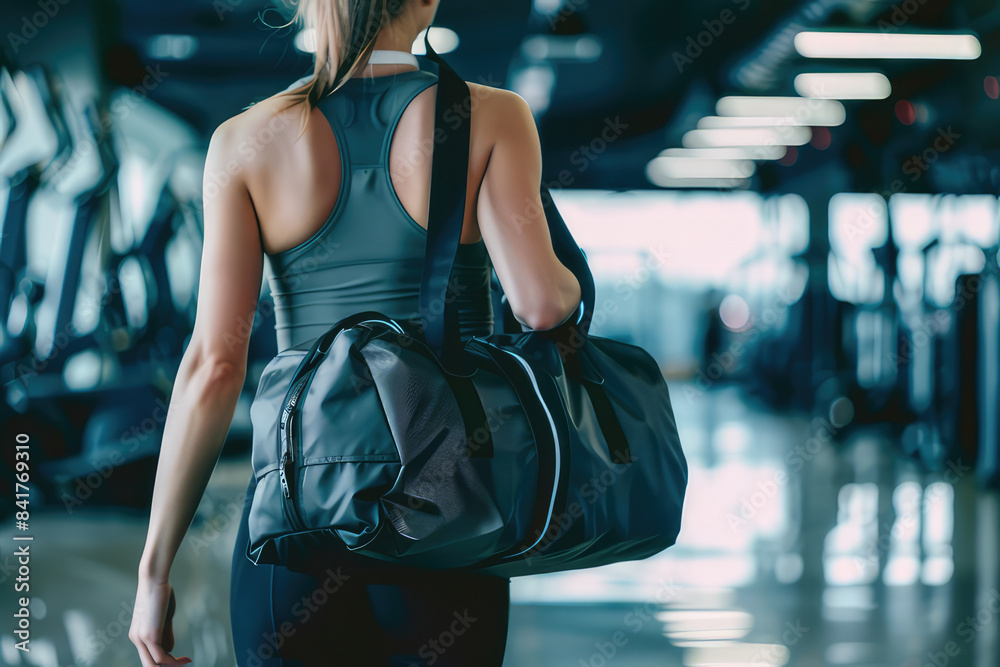 Fototapeta premium Teen athlete carrying gym bag for workout