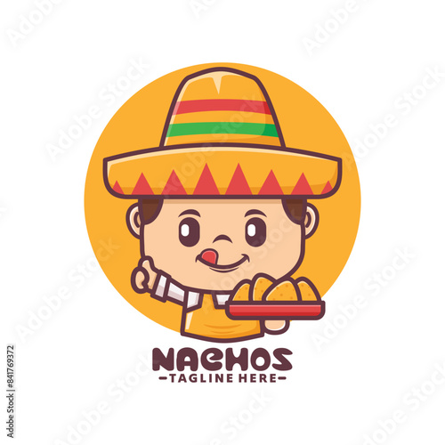 Mexican mascot character with nachos