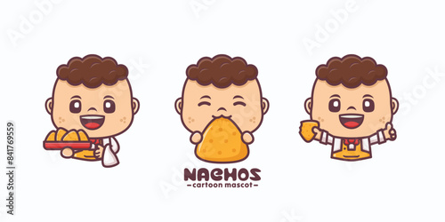 cute cartoon mascot with nachos