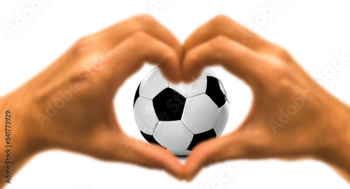Herzhand mit Soccer Fussball im Stadion