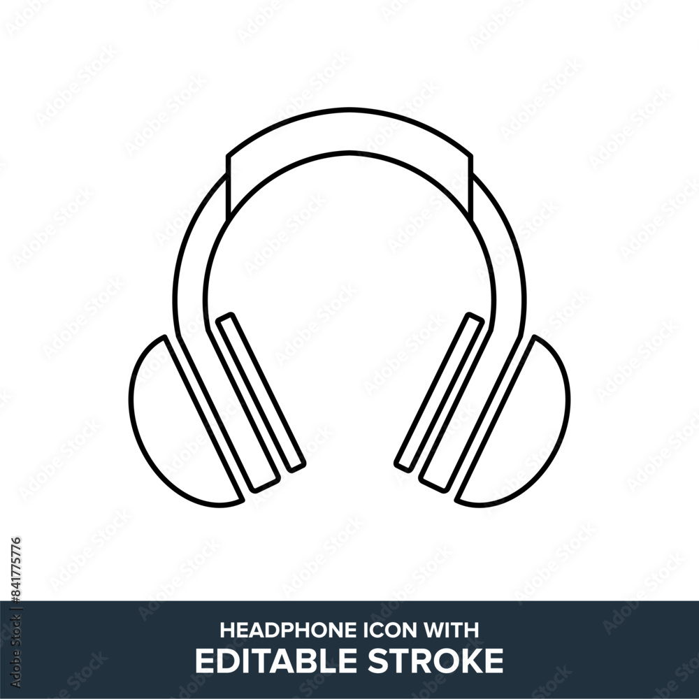 headphone flat vector icon with editable stroke headphone flat vector icon with editable stroke