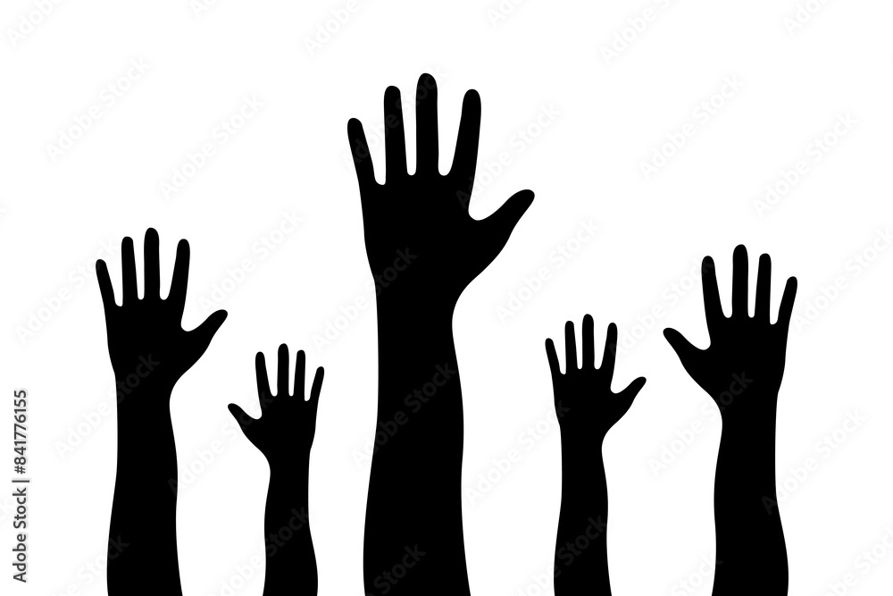 Illustration of a crowd raising hands flat vector design Illustration of a crowd raising hands flat vector design