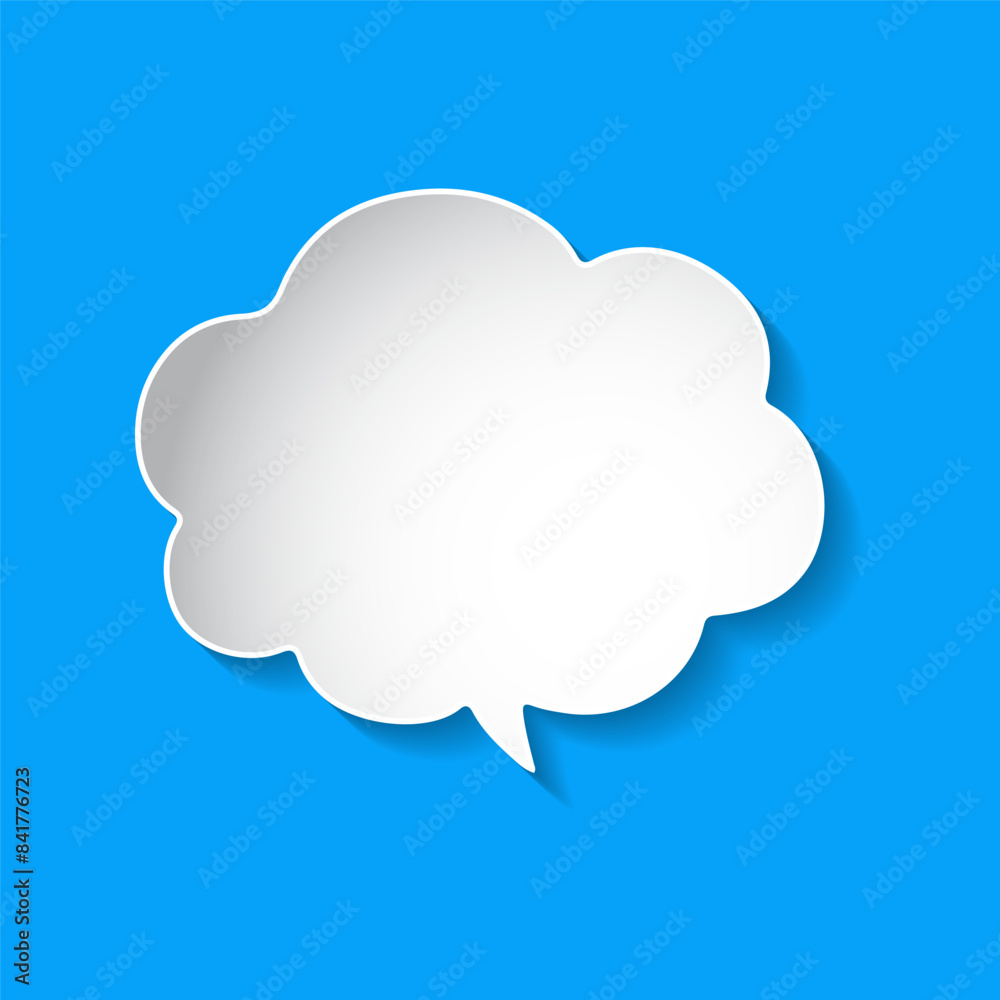 Realistic speech bubble vector design on blue background Realistic speech bubble vector design on blue background