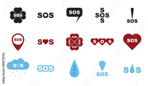 Vector set of SOS icons.
